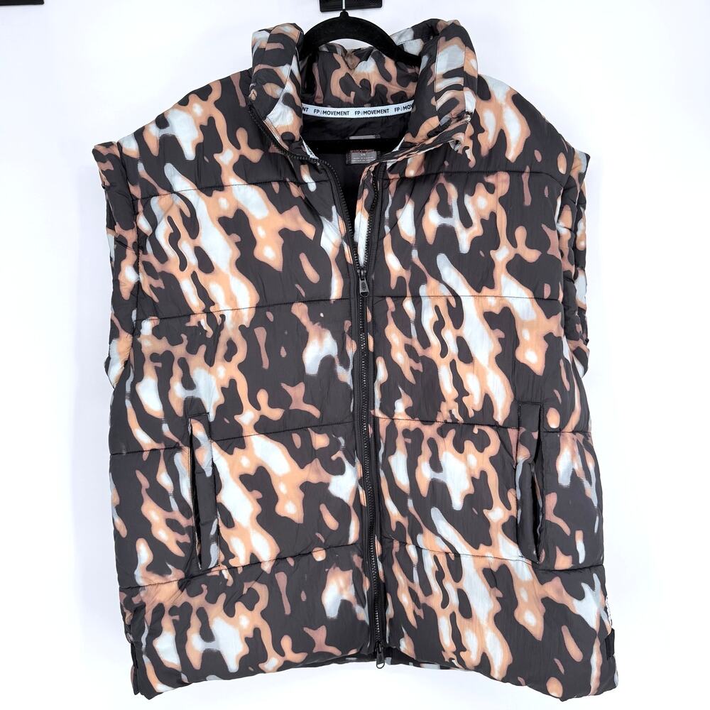Free People FP Movement In A Bubble Puffer Vest Tortoise Shell Womens Large